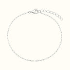 DUGO dainty silver stainless steel paperclip chain bracelet with a lobster clasp and adjustable extender chain.