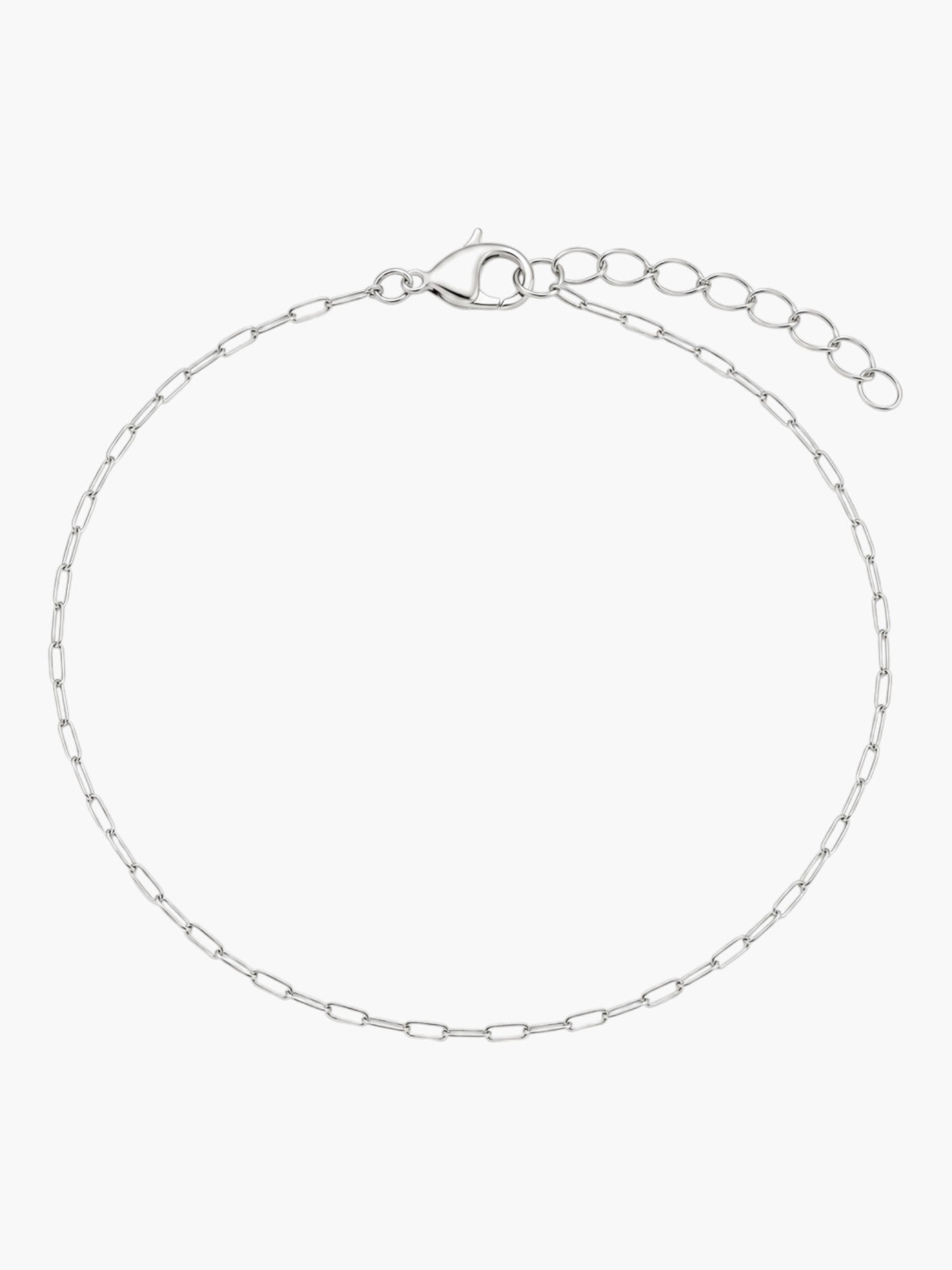 DUGO silver stainless steel dainty paperclip chain bracelet with lobster clasp and adjustable extender chain
