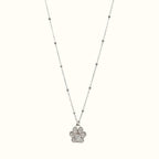 DUGO silver paw print pendant necklace with a delicate ball chain, perfect for pet lovers and everyday wear.