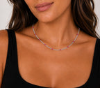 Woman wearing the DUGO silver pink Enamel Curb Chain Necklace
