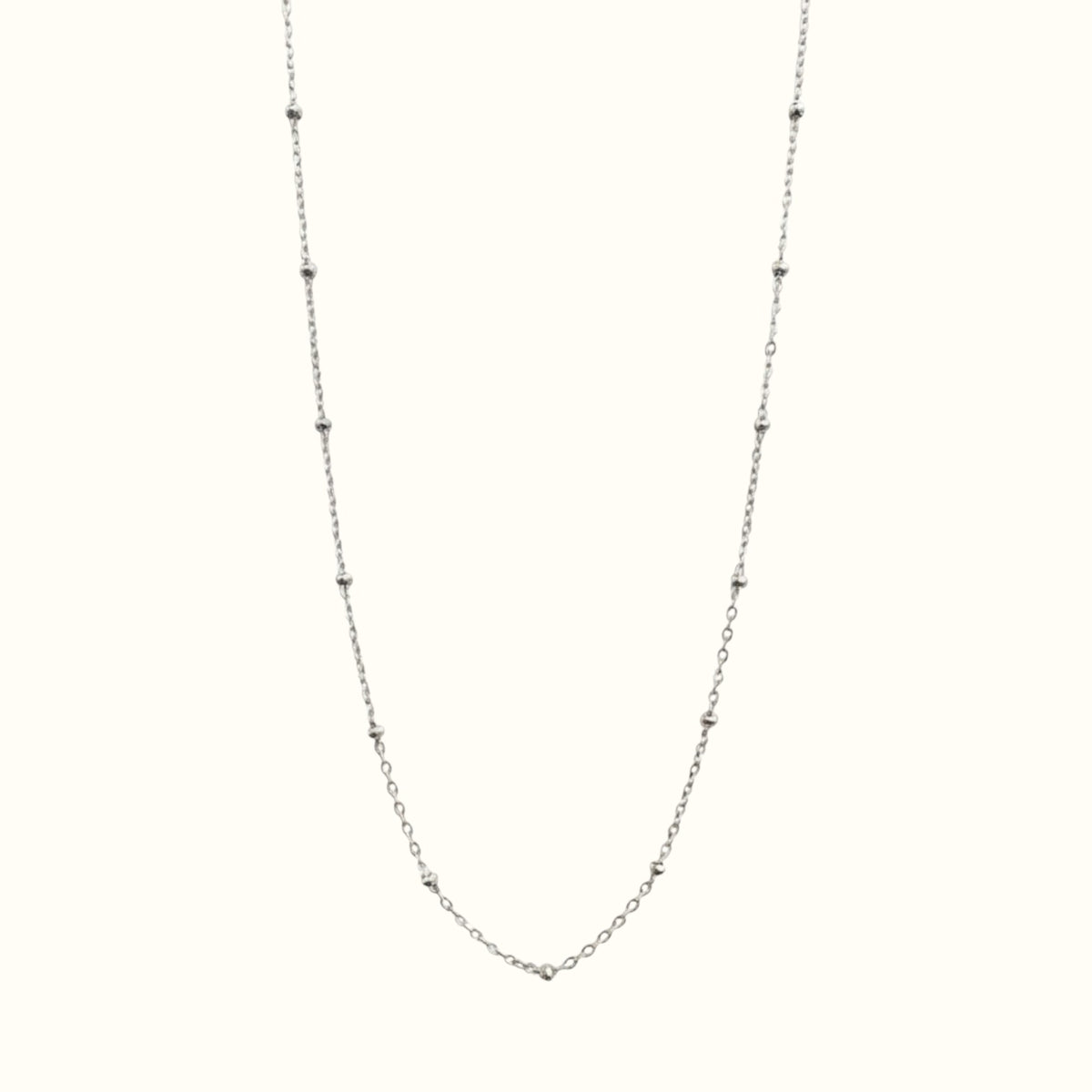 DUGO minimalist satellite bead necklace in silver stainless steel with a delicate chain and lobster clasp