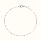 DUGO dainty silver satellite chain bracelet with polished beads on a minimalist delicate chain and lobster clasp