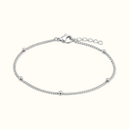 DUGO silver satellite curb chain bracelet featuring delicate polished beads on a minimalist link chain