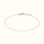 DUGO dainty silver satellite chain bracelet with delicate polished beads on a minimalist fine link chain