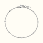 DUGO dainty silver satellite curb chain bracelet with polished beads and a lobster clasp closure.