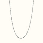 DUGO silver Singapore chain necklace with a twisted rope design, crafted from durable, waterproof stainless steel.