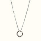 DUGO silver stainless steel necklace with white enamel bead chain and an openable spring ring pendant