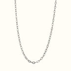 DUGO silver textured oval link chain necklace made of tarnish-resistant stainless steel for everyday wear.