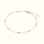DUGO minimalist silver-tone stainless steel tube station chain bracelet with lobster clasp and extender