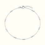 DUGO minimalist silver-tone stainless steel tube station chain bracelet with lobster clasp and adjustable extender