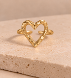 DUGO Textured Heart Ring Adjustable – view 3