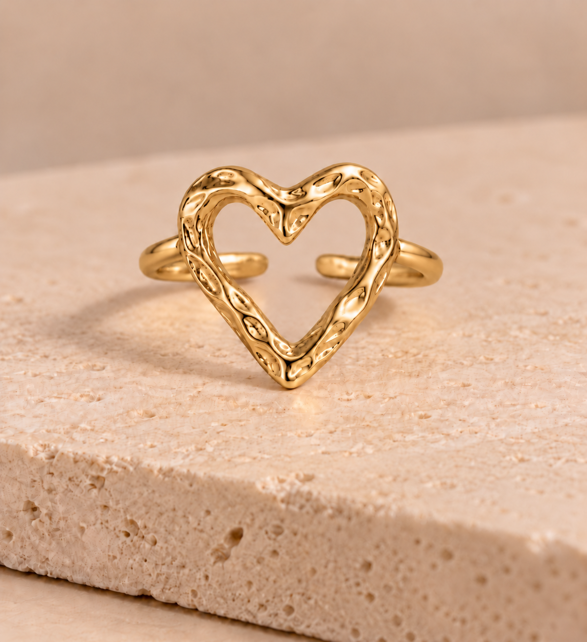 DUGO Textured Heart Ring Adjustable – view 3