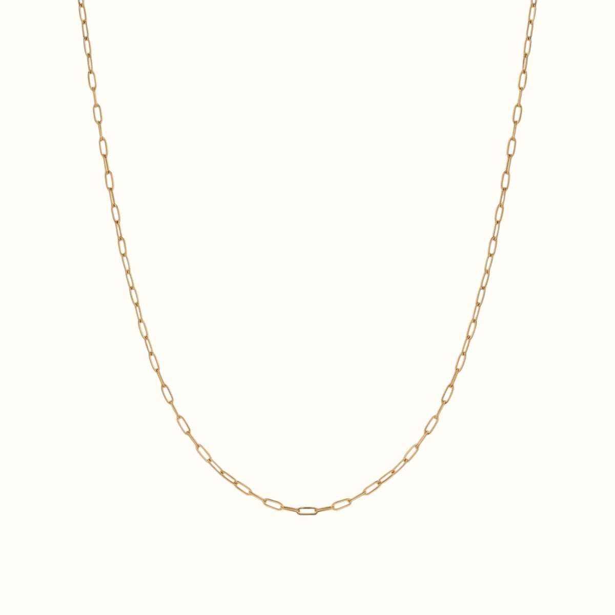 DUGO thin gold paperclip chain necklace with delicate minimalist links for layering or solo wear.