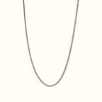 DUGO thin silver curb chain necklace with delicate interlocking links for everyday layering.