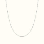DUGO thin silver paperclip chain necklace with delicate minimalist links for layering or solo wear.