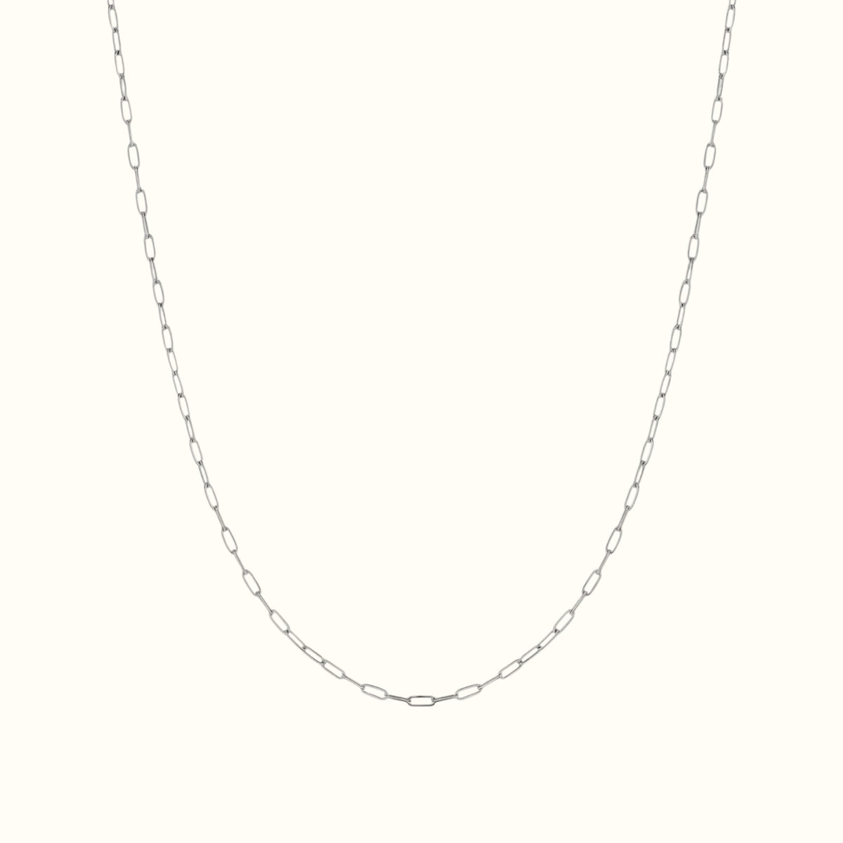 DUGO thin silver paperclip chain necklace with delicate minimalist links for layering or solo wear.