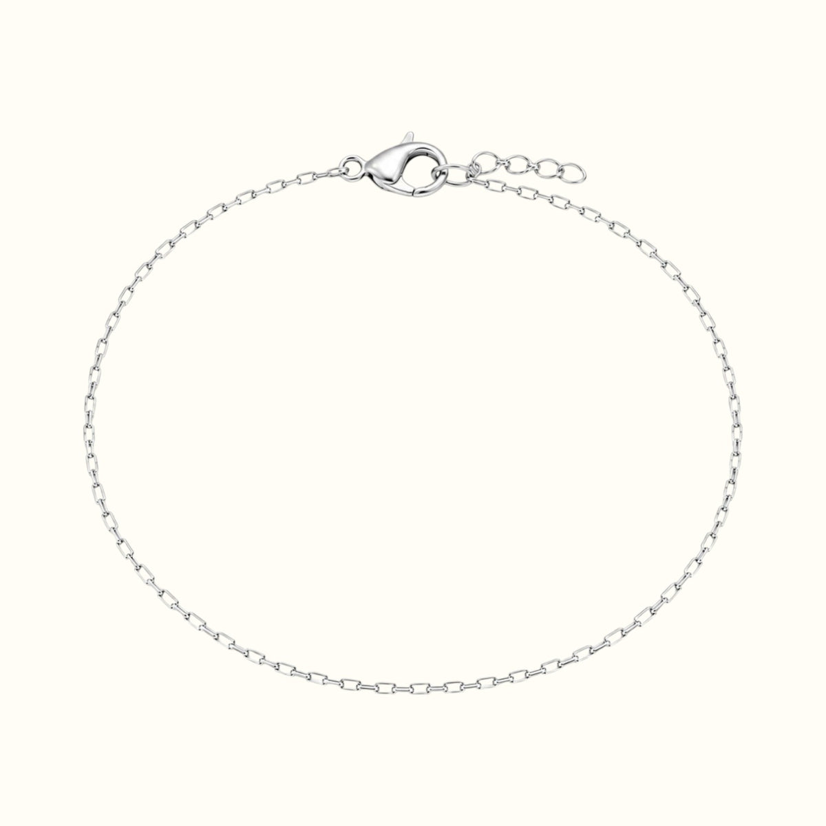 DUGO dainty silver-tone Venetian chain bracelet with a lobster clasp and adjustable extender chain.